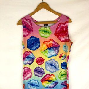 90s Lisa Frank Rainbow Lips Pride Dress